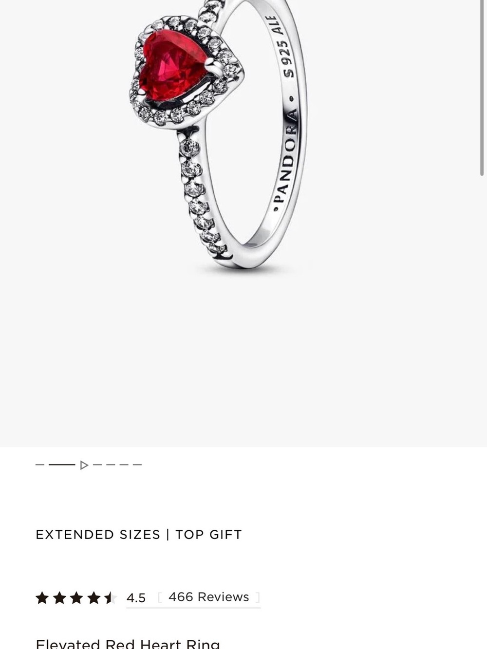 Pandora Sterling Silver Red Heart Ring with Clear Accents